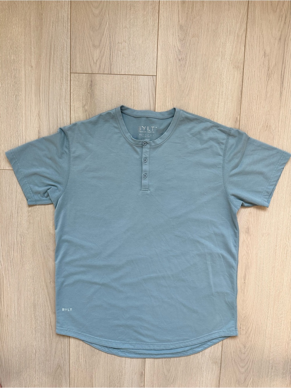 Men’s BYLT Short Sleeve Henley Tee in Dusty Blue